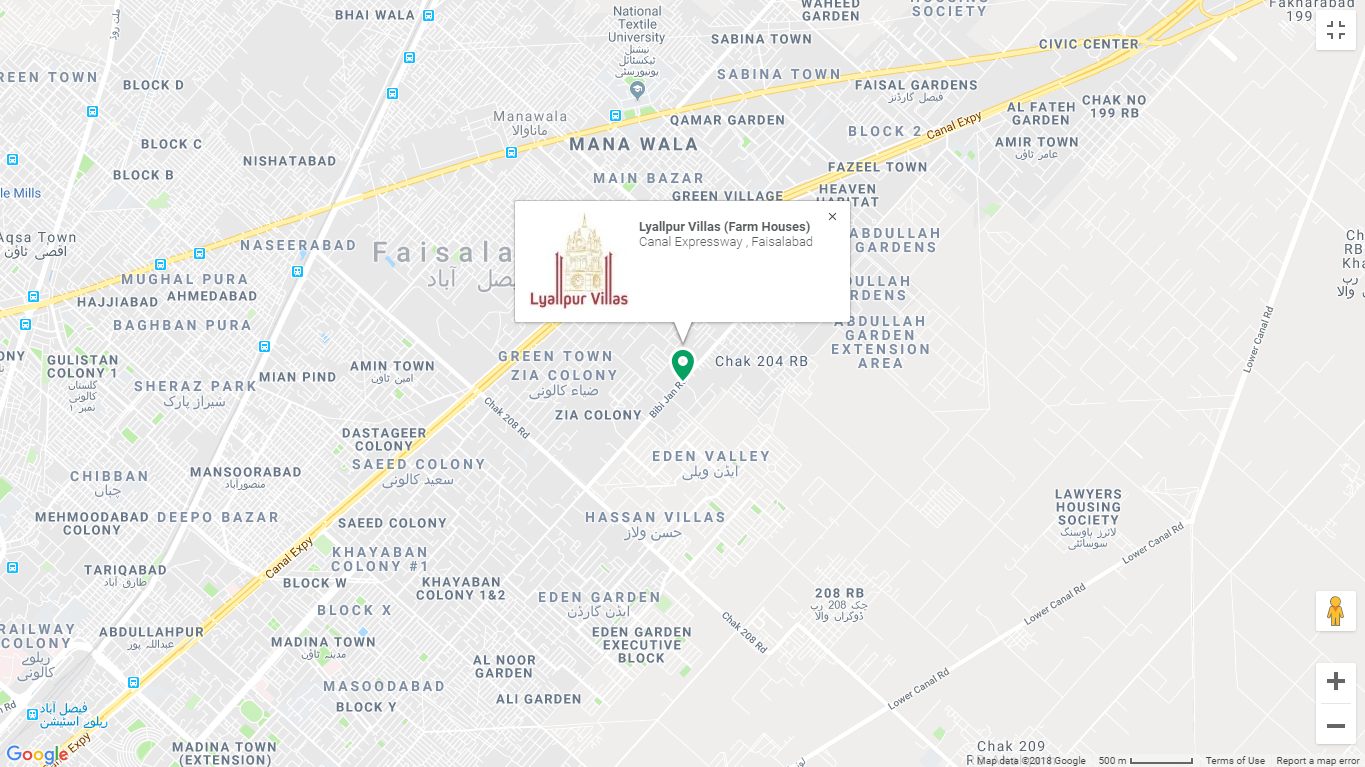 Lyallpur Villas Faisalabad Location Map